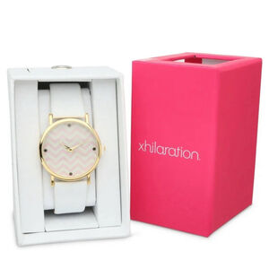 Xhilaration Womens White Leather Watch with Pink and Gold Face 10024380